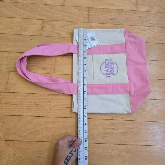 Trader Joes | whimsy pastel pink mini canvas tote bag - Picture 10 of 11